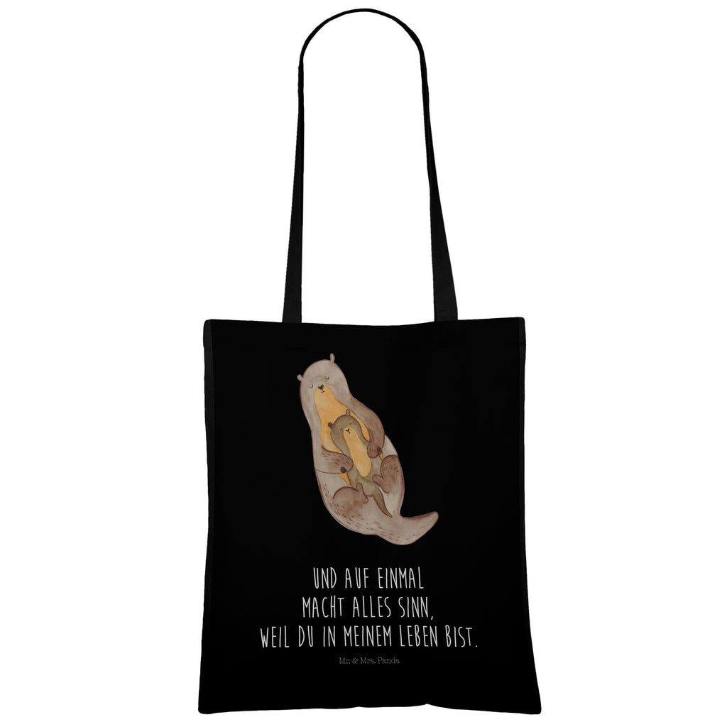 Tragetasche Otter mit Kind Beuteltasche, Beutel, Einkaufstasche, Jutebeutel, Stoffbeutel, Otter, Fischotter, Seeotter, Otter Seeotter See Otter