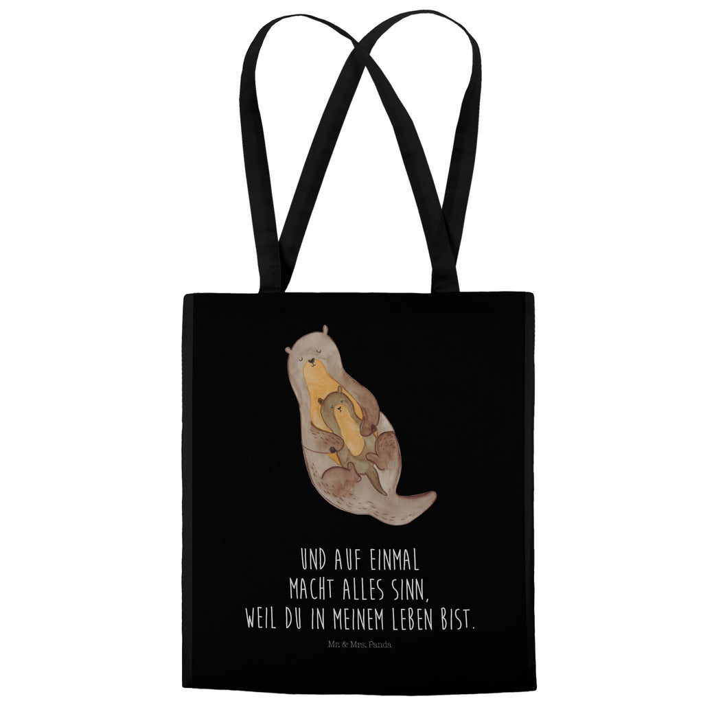 Tragetasche Otter mit Kind Beuteltasche, Beutel, Einkaufstasche, Jutebeutel, Stoffbeutel, Otter, Fischotter, Seeotter, Otter Seeotter See Otter