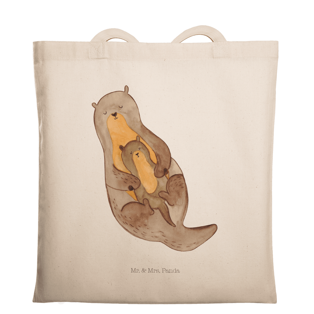 Tragetasche Otter mit Kind Beuteltasche, Beutel, Einkaufstasche, Jutebeutel, Stoffbeutel, Otter, Fischotter, Seeotter, Otter Seeotter See Otter