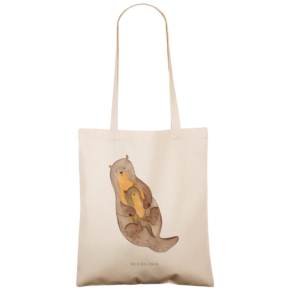 Tragetasche Otter mit Kind Beuteltasche, Beutel, Einkaufstasche, Jutebeutel, Stoffbeutel, Otter, Fischotter, Seeotter, Otter Seeotter See Otter