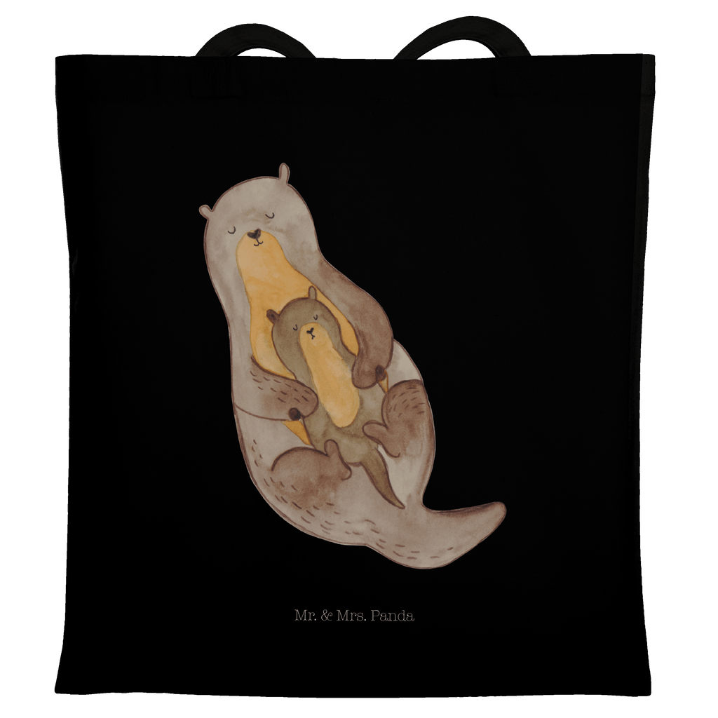Tragetasche Otter mit Kind Beuteltasche, Beutel, Einkaufstasche, Jutebeutel, Stoffbeutel, Otter, Fischotter, Seeotter, Otter Seeotter See Otter