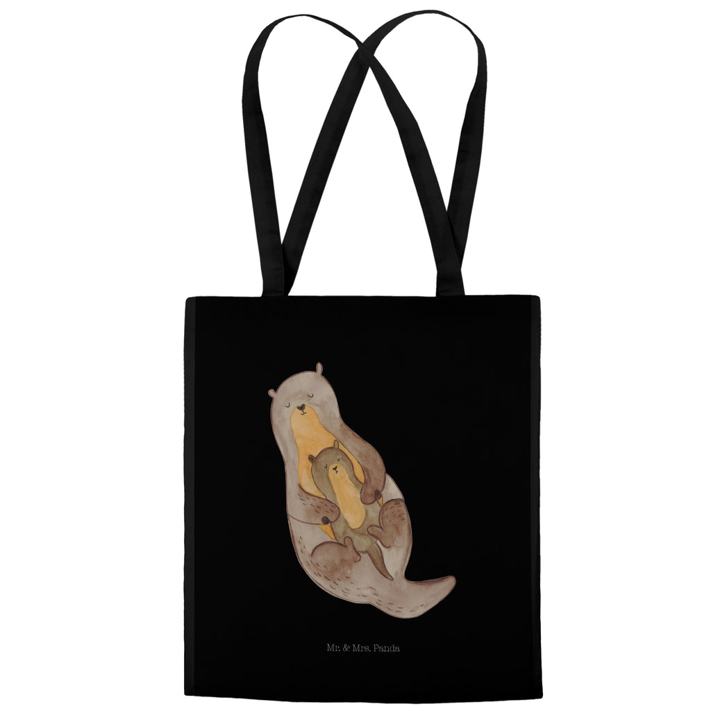 Tragetasche Otter mit Kind Beuteltasche, Beutel, Einkaufstasche, Jutebeutel, Stoffbeutel, Otter, Fischotter, Seeotter, Otter Seeotter See Otter