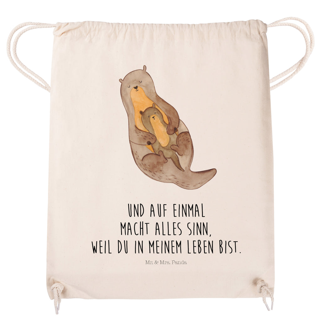 Sportbeutel Otter mit Kind Turnbeutel, Beutel, Sporttasche, Tasche, Stoffbeutel, Otter, Fischotter, Seeotter, Otter Seeotter See Otter