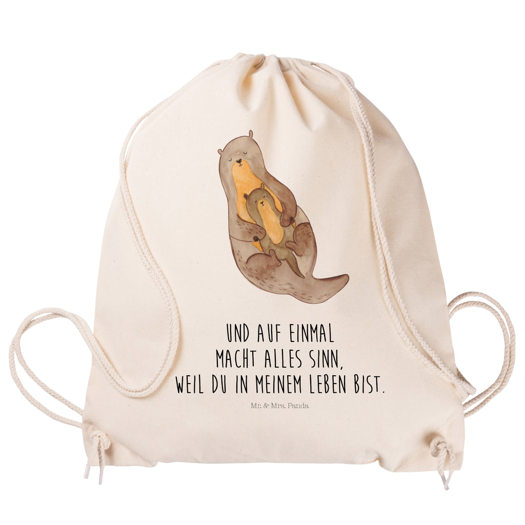 Sportbeutel Otter mit Kind Turnbeutel, Beutel, Sporttasche, Tasche, Stoffbeutel, Otter, Fischotter, Seeotter, Otter Seeotter See Otter