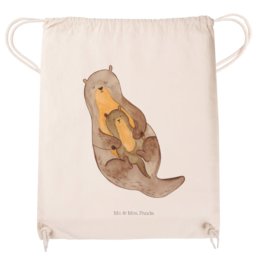 Sportbeutel Otter mit Kind Turnbeutel, Beutel, Sporttasche, Tasche, Stoffbeutel, Otter, Fischotter, Seeotter, Otter Seeotter See Otter
