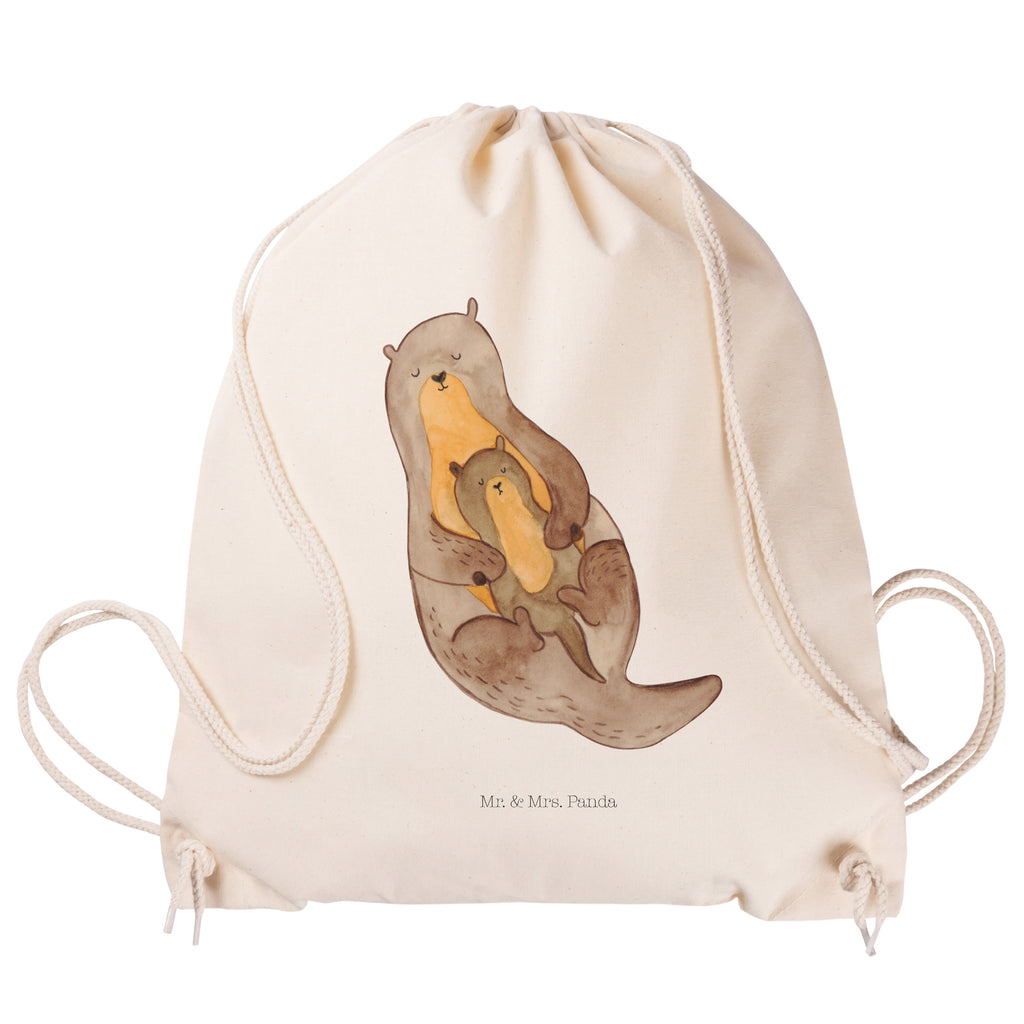 Sportbeutel Otter mit Kind Turnbeutel, Beutel, Sporttasche, Tasche, Stoffbeutel, Otter, Fischotter, Seeotter, Otter Seeotter See Otter