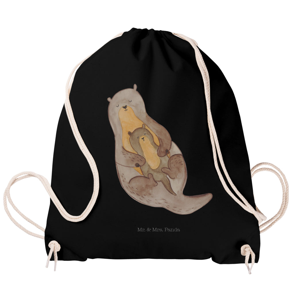 Sportbeutel Otter mit Kind Turnbeutel, Beutel, Sporttasche, Tasche, Stoffbeutel, Otter, Fischotter, Seeotter, Otter Seeotter See Otter