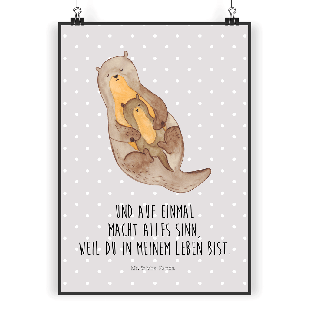 Poster Otter mit Kind Poster, Wandposter, Bild, Wanddeko, Küchenposter, Kinderposter, Wanddeko Bild, Raumdekoration, Wanddekoration, Handgemaltes Poster, Mr. & Mrs. Panda Poster, Designposter, Kunstdruck, Posterdruck, Otter, Fischotter, Seeotter, Otter Seeotter See Otter
