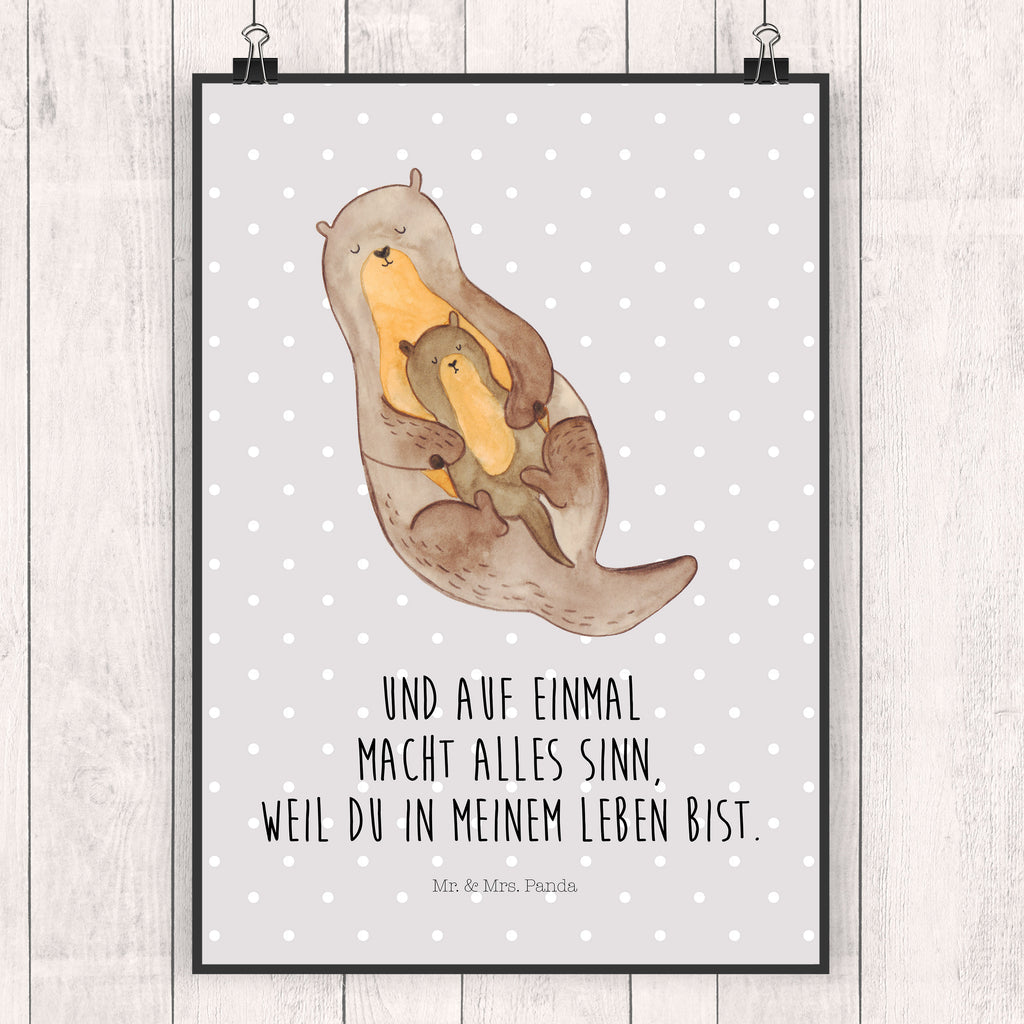 Poster Otter mit Kind Poster, Wandposter, Bild, Wanddeko, Küchenposter, Kinderposter, Wanddeko Bild, Raumdekoration, Wanddekoration, Handgemaltes Poster, Mr. & Mrs. Panda Poster, Designposter, Kunstdruck, Posterdruck, Otter, Fischotter, Seeotter, Otter Seeotter See Otter