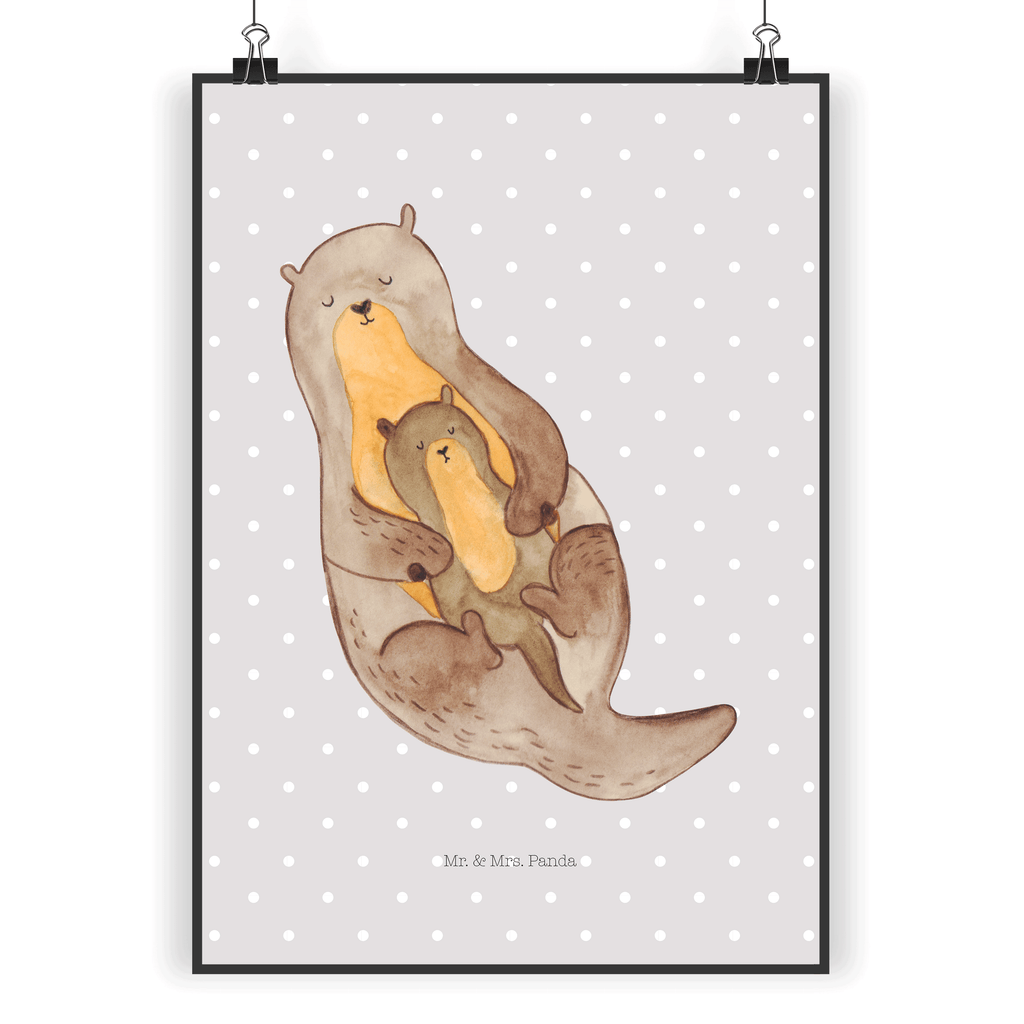 Poster Otter mit Kind Poster, Wandposter, Bild, Wanddeko, Küchenposter, Kinderposter, Wanddeko Bild, Raumdekoration, Wanddekoration, Handgemaltes Poster, Mr. & Mrs. Panda Poster, Designposter, Kunstdruck, Posterdruck, Otter, Fischotter, Seeotter, Otter Seeotter See Otter