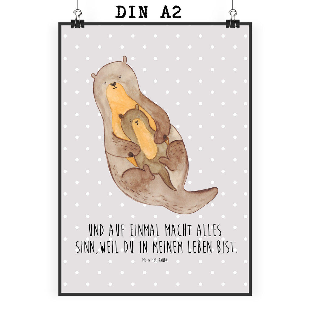 Poster Otter mit Kind Poster, Wandposter, Bild, Wanddeko, Küchenposter, Kinderposter, Wanddeko Bild, Raumdekoration, Wanddekoration, Handgemaltes Poster, Mr. & Mrs. Panda Poster, Designposter, Kunstdruck, Posterdruck, Otter, Fischotter, Seeotter, Otter Seeotter See Otter