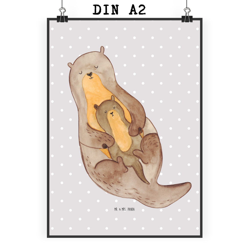 Poster Otter mit Kind Poster, Wandposter, Bild, Wanddeko, Küchenposter, Kinderposter, Wanddeko Bild, Raumdekoration, Wanddekoration, Handgemaltes Poster, Mr. & Mrs. Panda Poster, Designposter, Kunstdruck, Posterdruck, Otter, Fischotter, Seeotter, Otter Seeotter See Otter