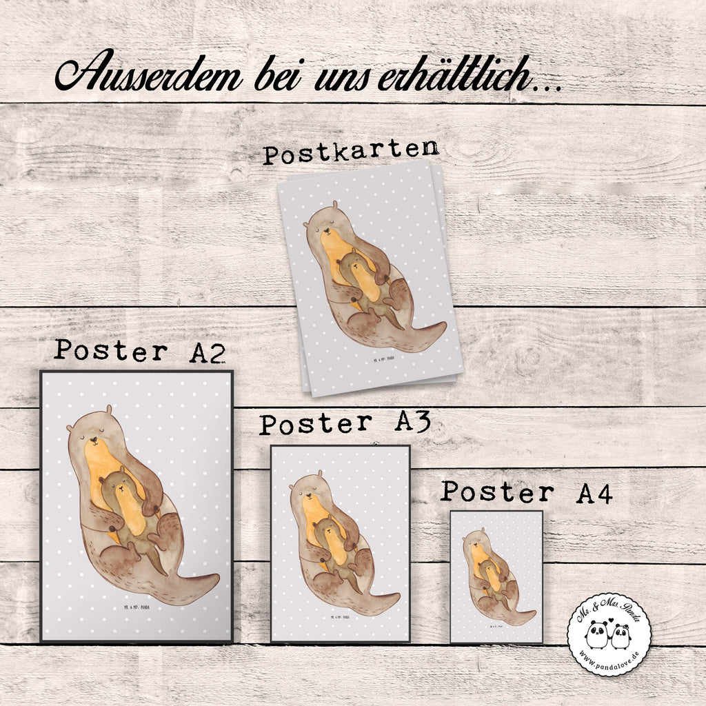 Poster Otter mit Kind Poster, Wandposter, Bild, Wanddeko, Küchenposter, Kinderposter, Wanddeko Bild, Raumdekoration, Wanddekoration, Handgemaltes Poster, Mr. & Mrs. Panda Poster, Designposter, Kunstdruck, Posterdruck, Otter, Fischotter, Seeotter, Otter Seeotter See Otter