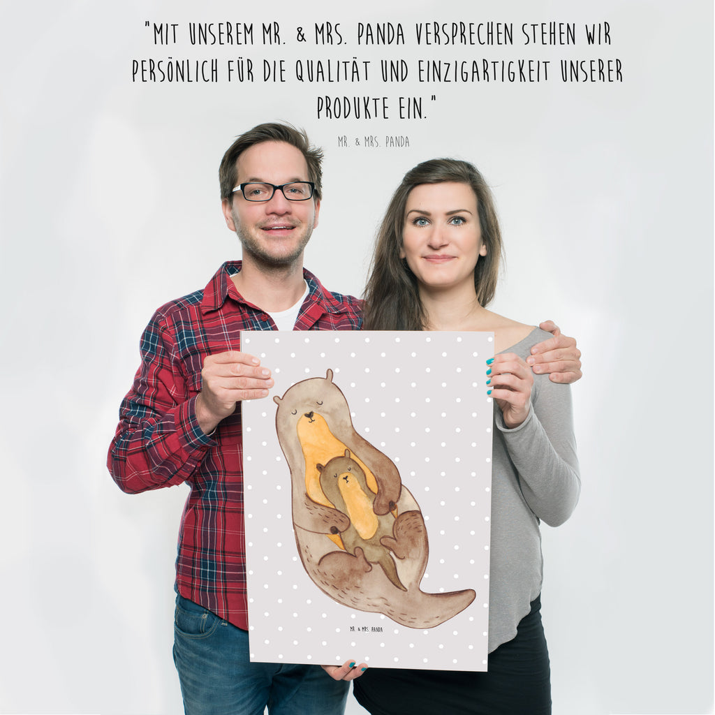 Poster Otter mit Kind Poster, Wandposter, Bild, Wanddeko, Küchenposter, Kinderposter, Wanddeko Bild, Raumdekoration, Wanddekoration, Handgemaltes Poster, Mr. & Mrs. Panda Poster, Designposter, Kunstdruck, Posterdruck, Otter, Fischotter, Seeotter, Otter Seeotter See Otter