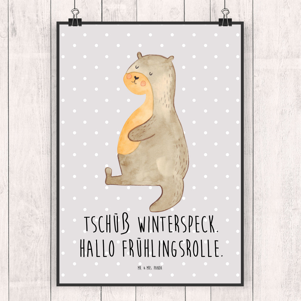 Poster Otter Bauch Poster, Wandposter, Bild, Wanddeko, Küchenposter, Kinderposter, Wanddeko Bild, Raumdekoration, Wanddekoration, Handgemaltes Poster, Mr. & Mrs. Panda Poster, Designposter, Kunstdruck, Posterdruck, Otter, Fischotter, Seeotter, Otter Seeotter See Otter