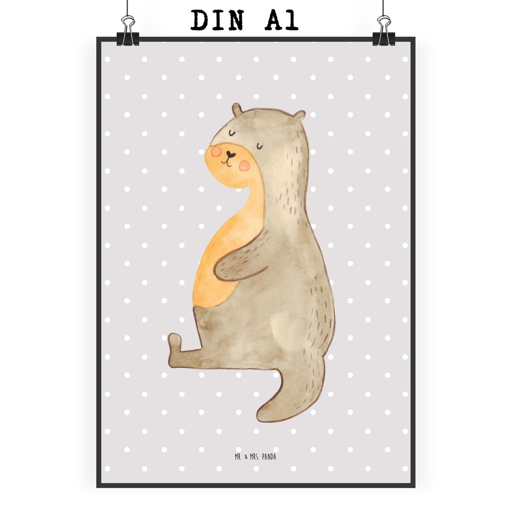 Poster Otter Bauch Poster, Wandposter, Bild, Wanddeko, Küchenposter, Kinderposter, Wanddeko Bild, Raumdekoration, Wanddekoration, Handgemaltes Poster, Mr. & Mrs. Panda Poster, Designposter, Kunstdruck, Posterdruck, Otter, Fischotter, Seeotter, Otter Seeotter See Otter