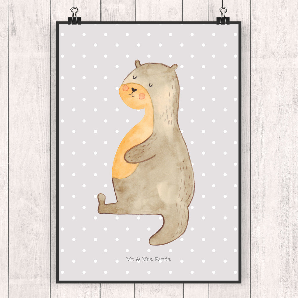 Poster Otter Bauch Poster, Wandposter, Bild, Wanddeko, Küchenposter, Kinderposter, Wanddeko Bild, Raumdekoration, Wanddekoration, Handgemaltes Poster, Mr. & Mrs. Panda Poster, Designposter, Kunstdruck, Posterdruck, Otter, Fischotter, Seeotter, Otter Seeotter See Otter