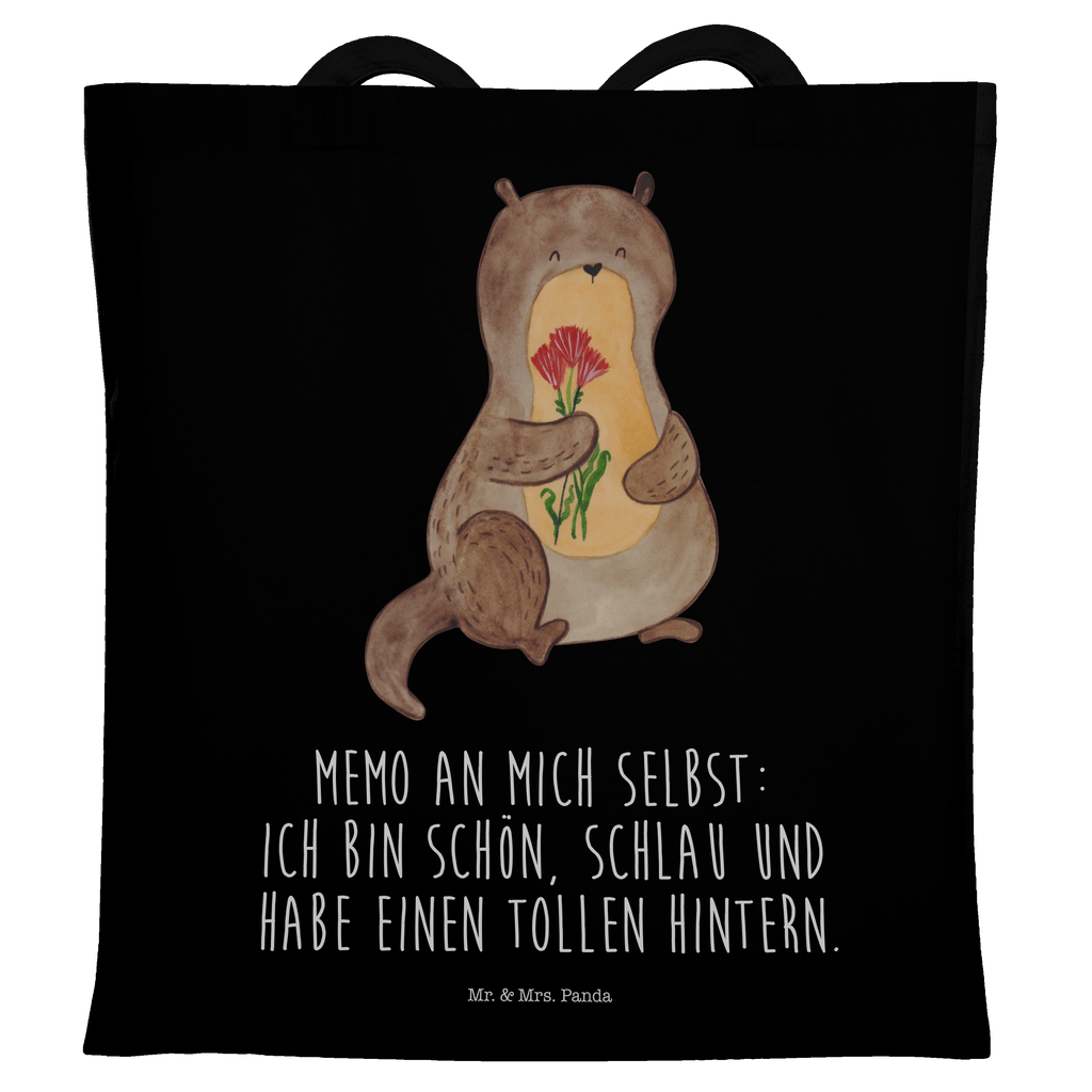 Tragetasche Otter Blumenstrauß Beuteltasche, Beutel, Einkaufstasche, Jutebeutel, Stoffbeutel, Otter, Fischotter, Seeotter, Otter Seeotter See Otter