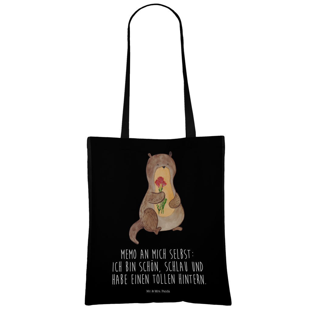 Tragetasche Otter Blumenstrauß Beuteltasche, Beutel, Einkaufstasche, Jutebeutel, Stoffbeutel, Otter, Fischotter, Seeotter, Otter Seeotter See Otter