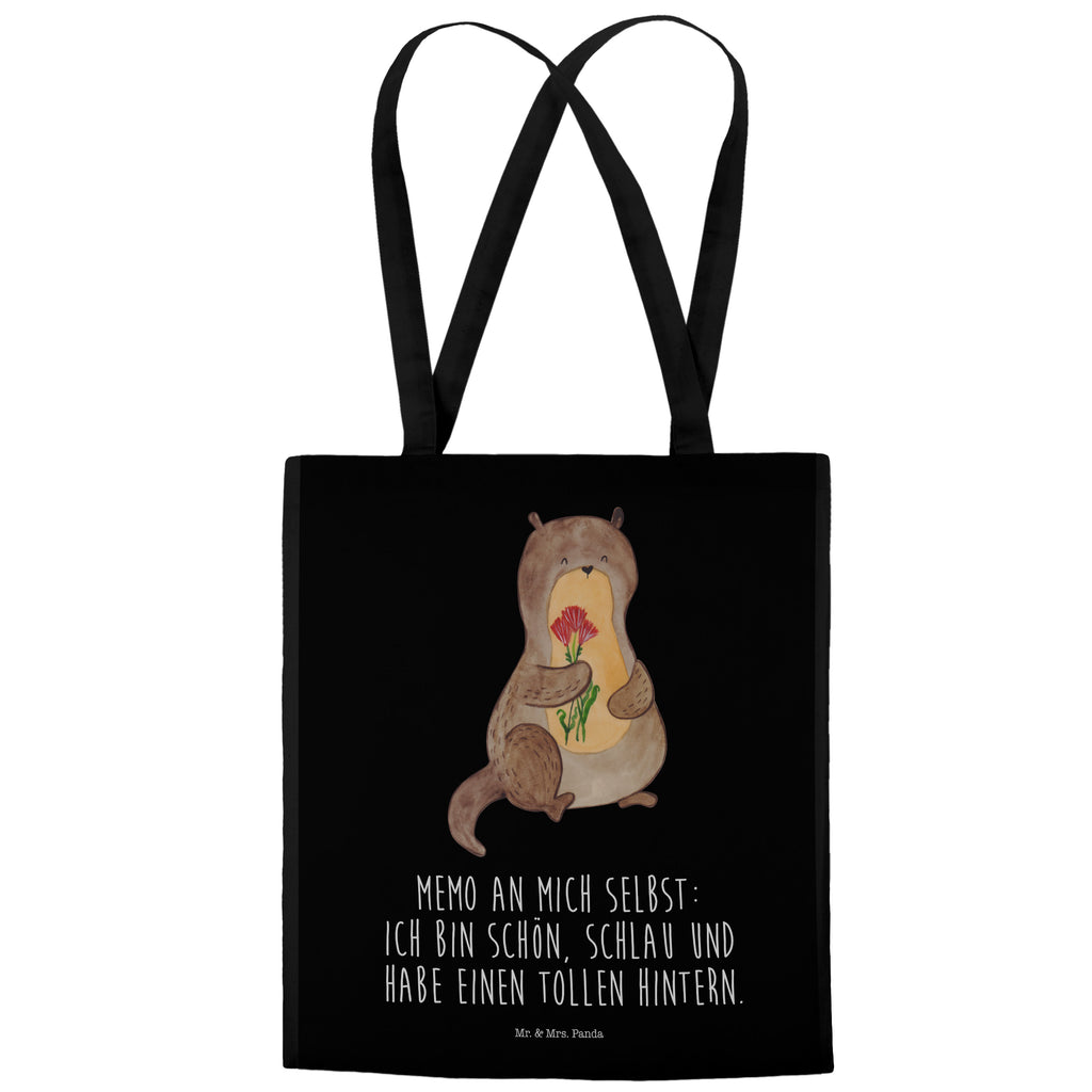 Tragetasche Otter Blumenstrauß Beuteltasche, Beutel, Einkaufstasche, Jutebeutel, Stoffbeutel, Otter, Fischotter, Seeotter, Otter Seeotter See Otter
