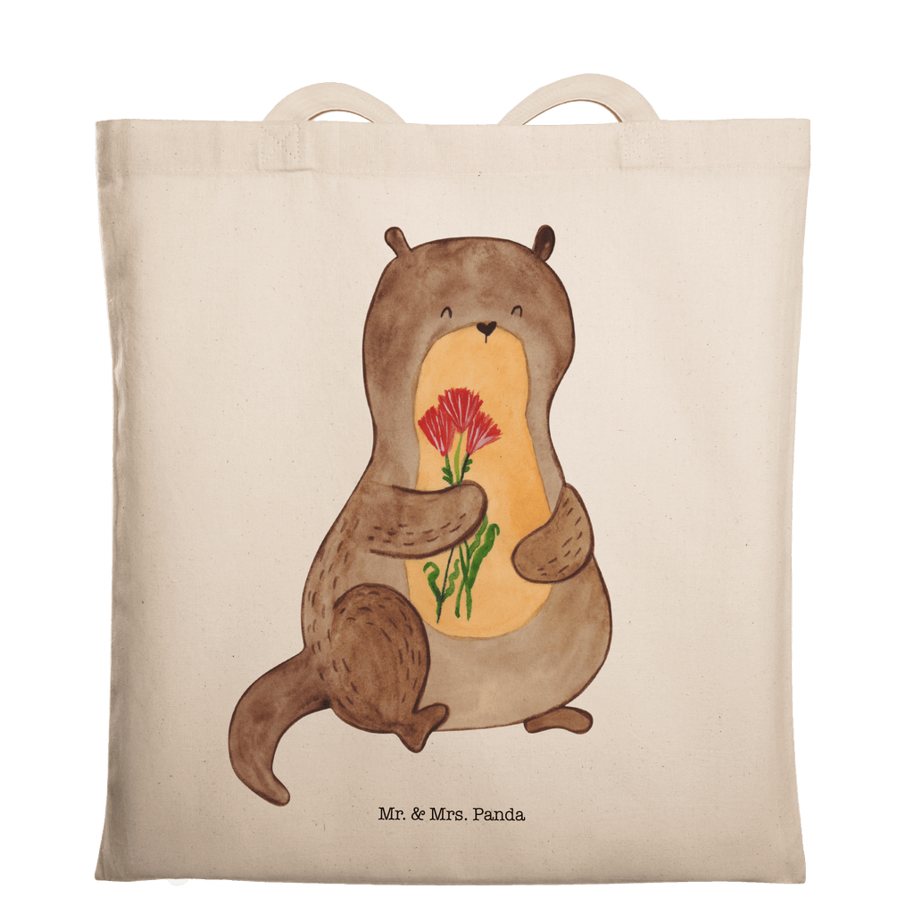 Tragetasche Otter Blumenstrauß Beuteltasche, Beutel, Einkaufstasche, Jutebeutel, Stoffbeutel, Otter, Fischotter, Seeotter, Otter Seeotter See Otter