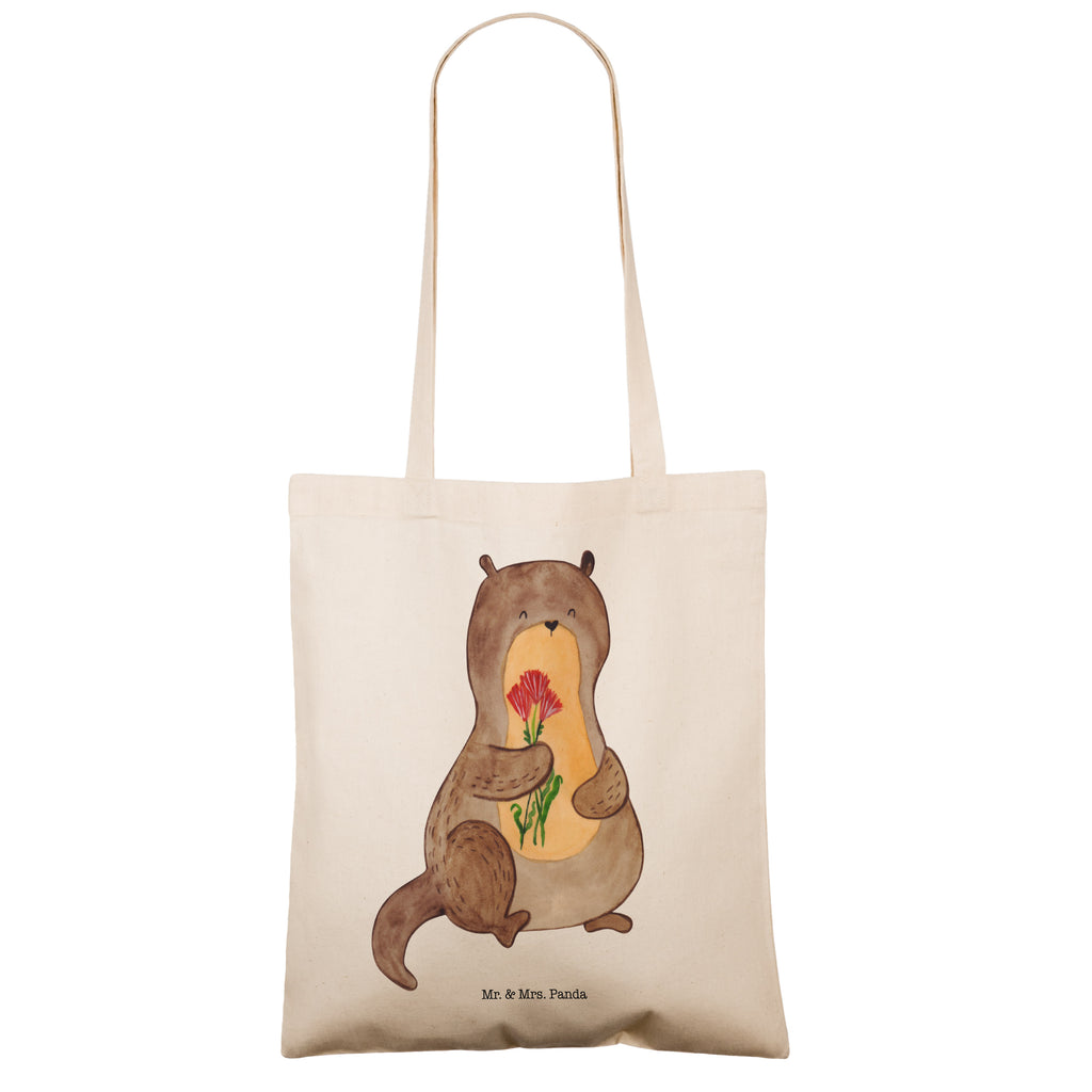 Tragetasche Otter Blumenstrauß Beuteltasche, Beutel, Einkaufstasche, Jutebeutel, Stoffbeutel, Otter, Fischotter, Seeotter, Otter Seeotter See Otter