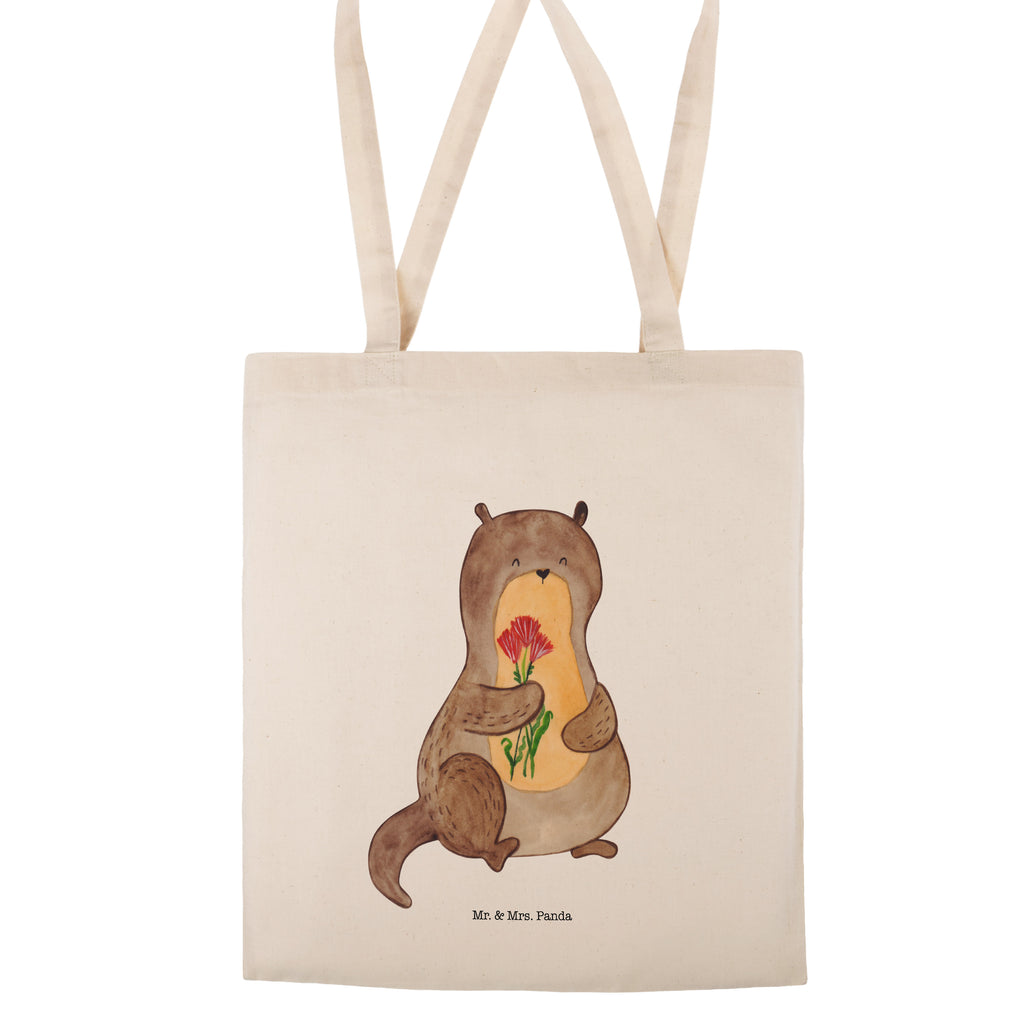 Tragetasche Otter Blumenstrauß Beuteltasche, Beutel, Einkaufstasche, Jutebeutel, Stoffbeutel, Otter, Fischotter, Seeotter, Otter Seeotter See Otter