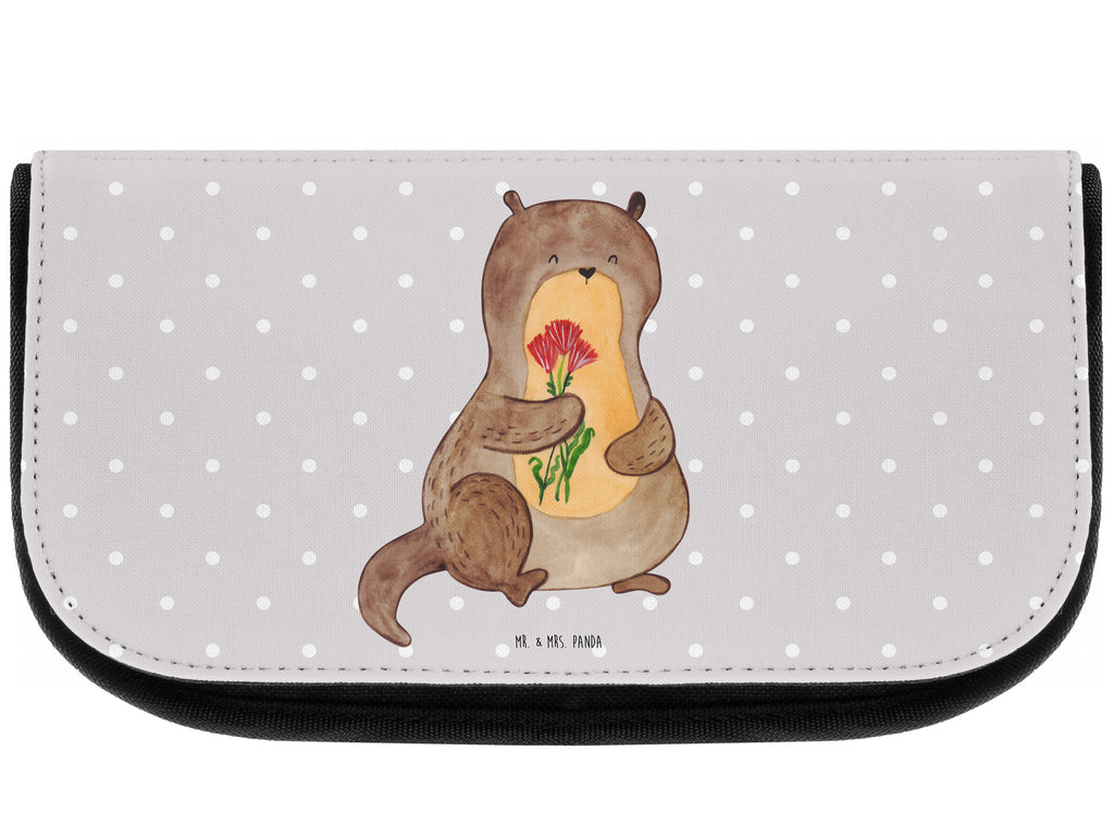 Kosmetiktasche Otter Blumenstrauß Kosmetikbeutel, Kulturtasche, Kulturbeutel, Schminktasche, Make-Up Tasche, Otter, Fischotter, Seeotter, Otter Seeotter See Otter