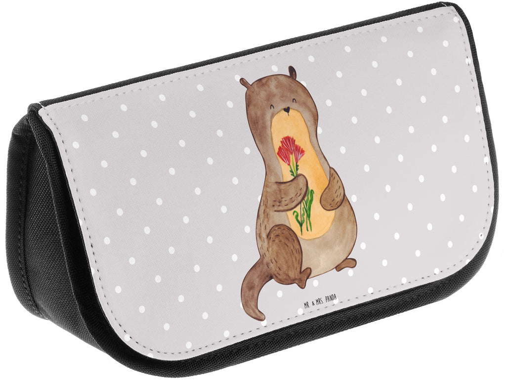 Kosmetiktasche Otter Blumenstrauß Kosmetikbeutel, Kulturtasche, Kulturbeutel, Schminktasche, Make-Up Tasche, Otter, Fischotter, Seeotter, Otter Seeotter See Otter