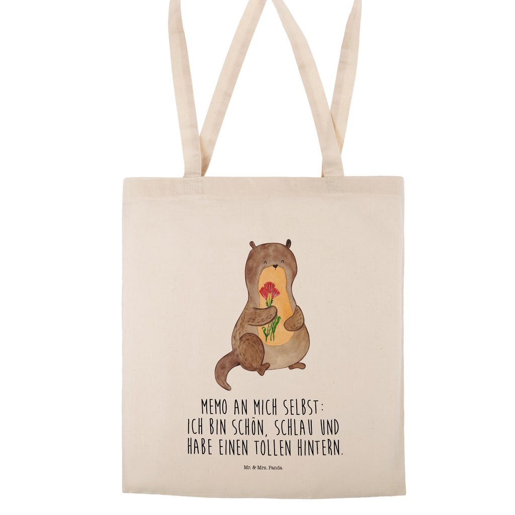 Tragetasche Otter Blumenstrauß Beuteltasche, Beutel, Einkaufstasche, Jutebeutel, Stoffbeutel, Otter, Fischotter, Seeotter, Otter Seeotter See Otter