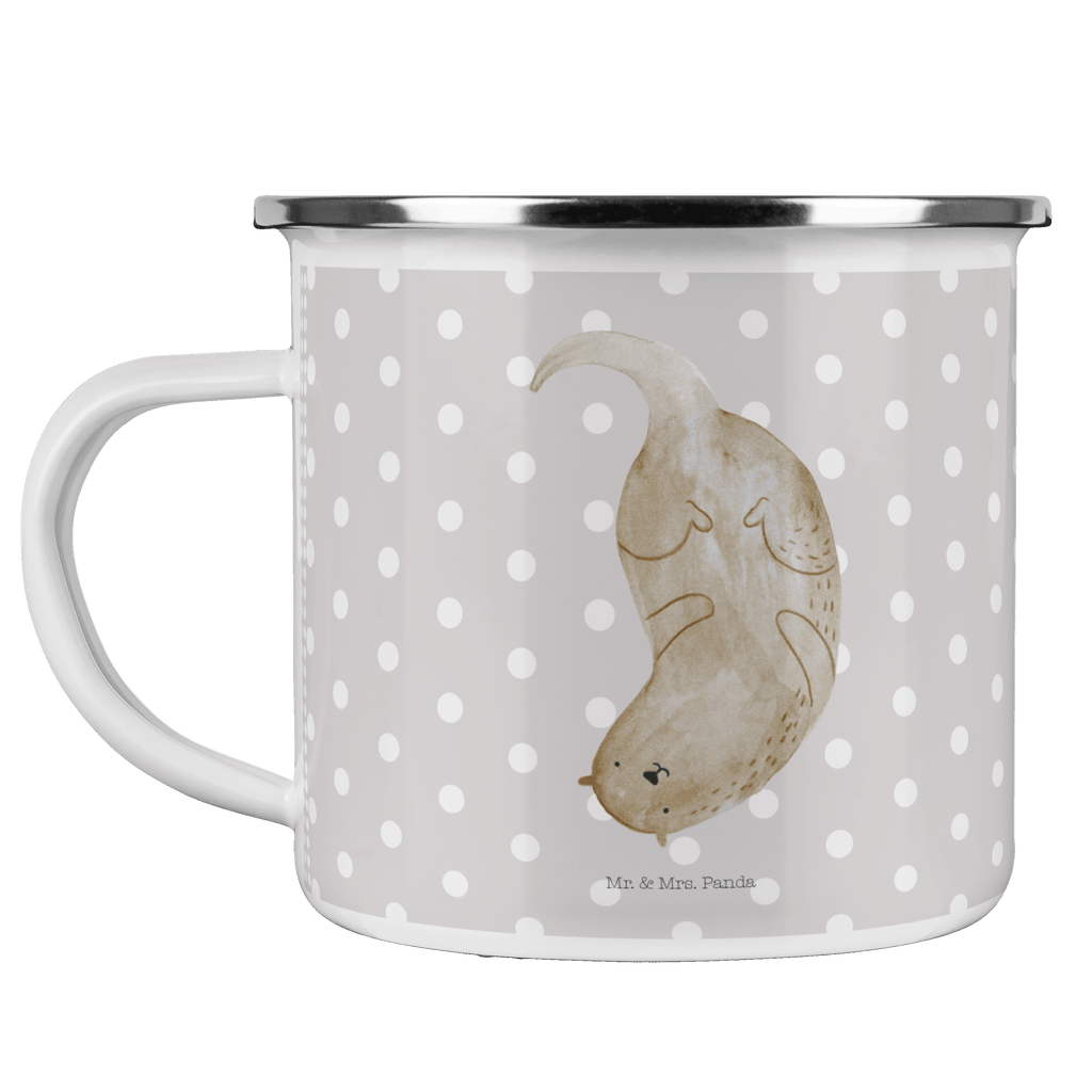Camping Emaille Tasse Otter kopfüber Campingtasse, Trinkbecher, Metalltasse, Outdoor Tasse, Emaille Trinkbecher, Blechtasse Outdoor, Emaille Campingbecher, Edelstahl Trinkbecher, Metalltasse für Camping, Kaffee Blechtasse, Camping Tasse Metall, Otter, Fischotter, Seeotter, Otter Seeotter See Otter