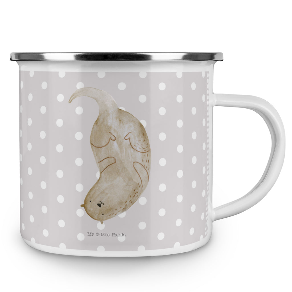 Camping Emaille Tasse Otter kopfüber Campingtasse, Trinkbecher, Metalltasse, Outdoor Tasse, Emaille Trinkbecher, Blechtasse Outdoor, Emaille Campingbecher, Edelstahl Trinkbecher, Metalltasse für Camping, Kaffee Blechtasse, Camping Tasse Metall, Otter, Fischotter, Seeotter, Otter Seeotter See Otter