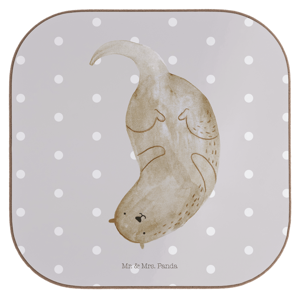 Quadratische Untersetzer Otter kopfüber Bierdeckel, Glasuntersetzer, Untersetzer Gläser, Getränkeuntersetzer, Otter, Fischotter, Seeotter, Otter Seeotter See Otter