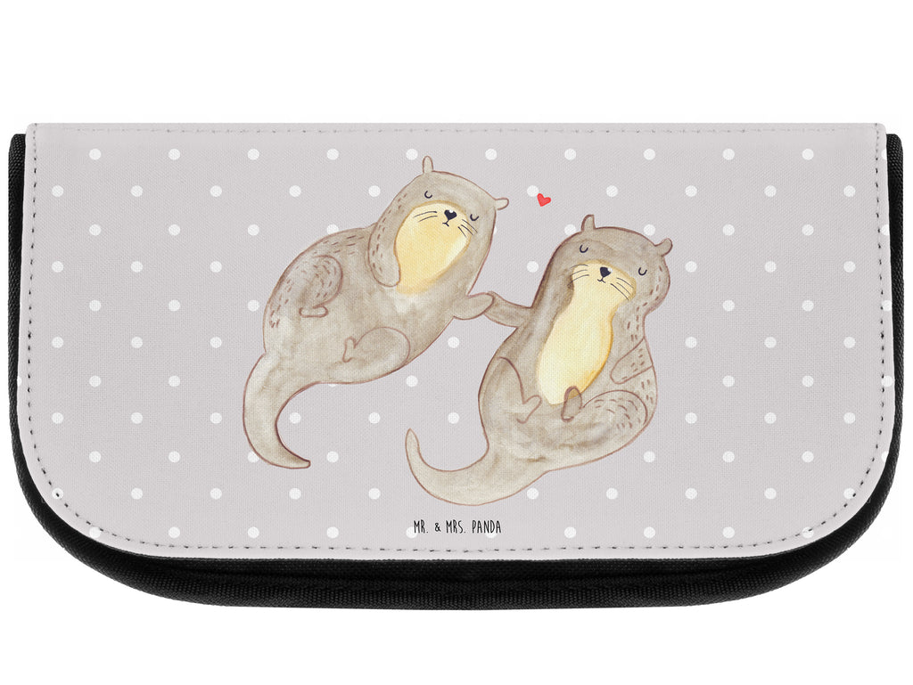 Kosmetiktasche Otter händchenhaltend Kosmetikbeutel, Kulturtasche, Kulturbeutel, Schminktasche, Make-Up Tasche, Otter, Fischotter, Seeotter, Otter Seeotter See Otter