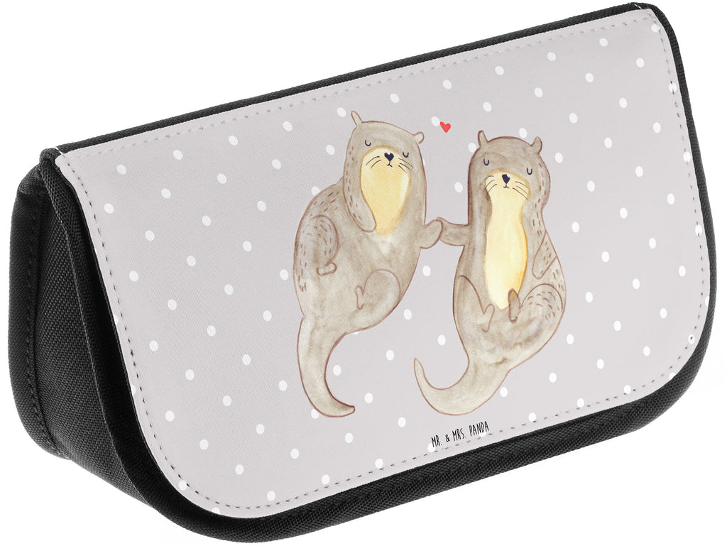 Kosmetiktasche Otter händchenhaltend Kosmetikbeutel, Kulturtasche, Kulturbeutel, Schminktasche, Make-Up Tasche, Otter, Fischotter, Seeotter, Otter Seeotter See Otter