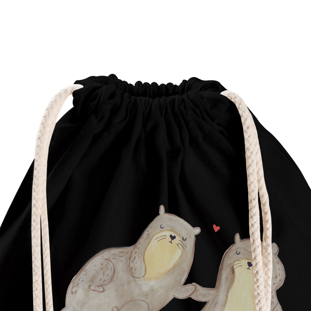 Sportbeutel Otter händchenhaltend Turnbeutel, Beutel, Sporttasche, Tasche, Stoffbeutel, Otter, Fischotter, Seeotter, Otter Seeotter See Otter