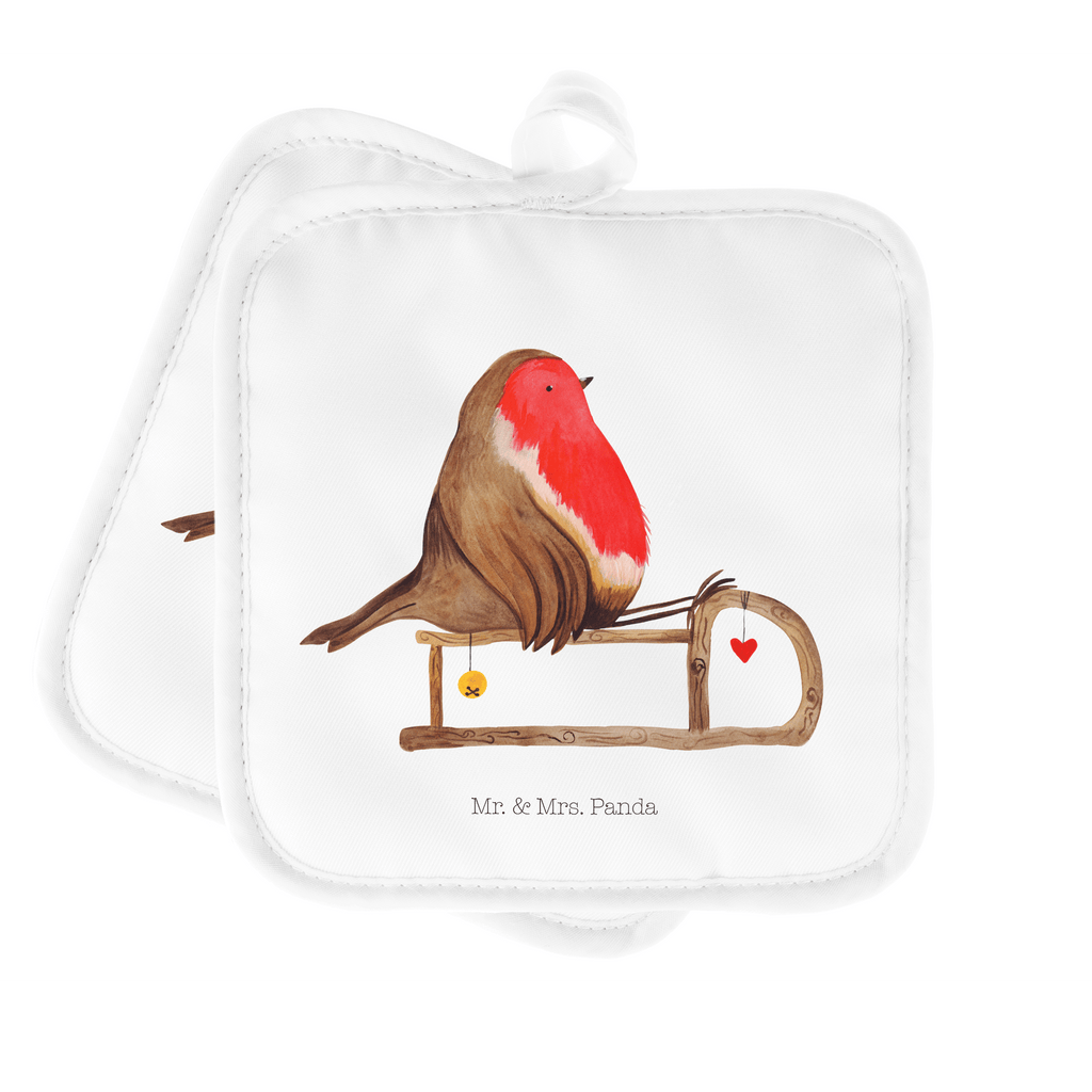 2er Set Topflappen  Rotkehlchen Schlitten Topflappen, Topfuntersetzer, Ofenhandschuh, Topflappen Set, Topflappen lustig, Topflappen mit Spruch, Winter, Weihnachten, Weihnachtsdeko, Nikolaus, Advent, Heiligabend, Wintermotiv, Schlitten, Vogel