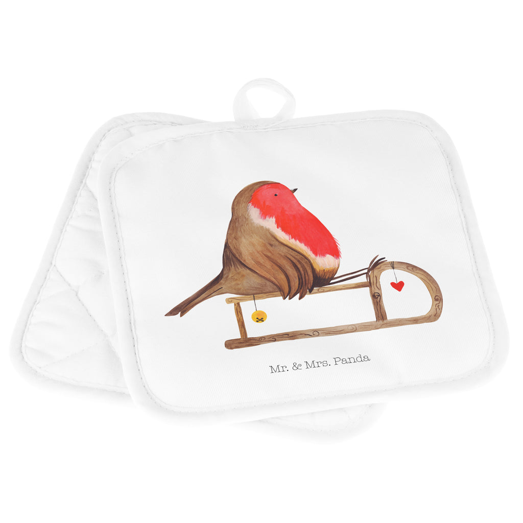 2er Set Topflappen  Rotkehlchen Schlitten Topflappen, Topfuntersetzer, Ofenhandschuh, Topflappen Set, Topflappen lustig, Topflappen mit Spruch, Winter, Weihnachten, Weihnachtsdeko, Nikolaus, Advent, Heiligabend, Wintermotiv, Schlitten, Vogel