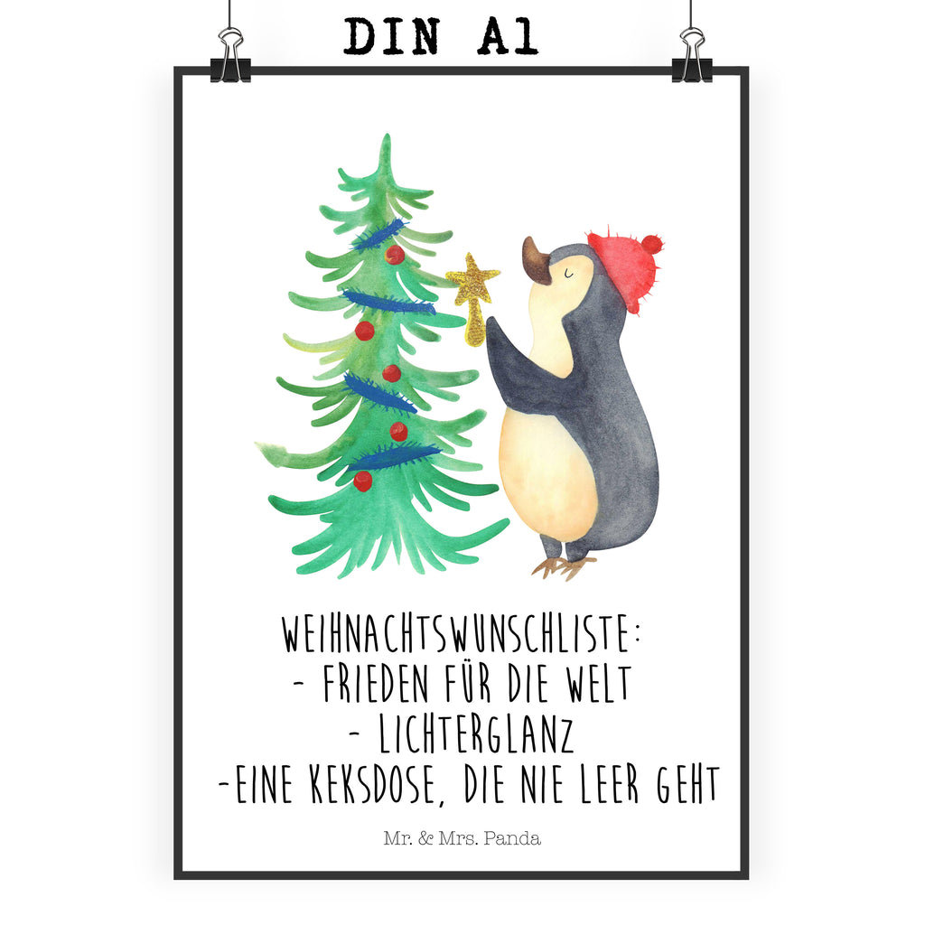 Poster Pinguin Weihnachtsbaum Poster, Wandposter, Bild, Wanddeko, Küchenposter, Kinderposter, Wanddeko Bild, Raumdekoration, Wanddekoration, Handgemaltes Poster, Mr. & Mrs. Panda Poster, Designposter, Kunstdruck, Posterdruck, Winter, Weihnachten, Weihnachtsdeko, Nikolaus, Advent, Heiligabend, Wintermotiv, Pinguin