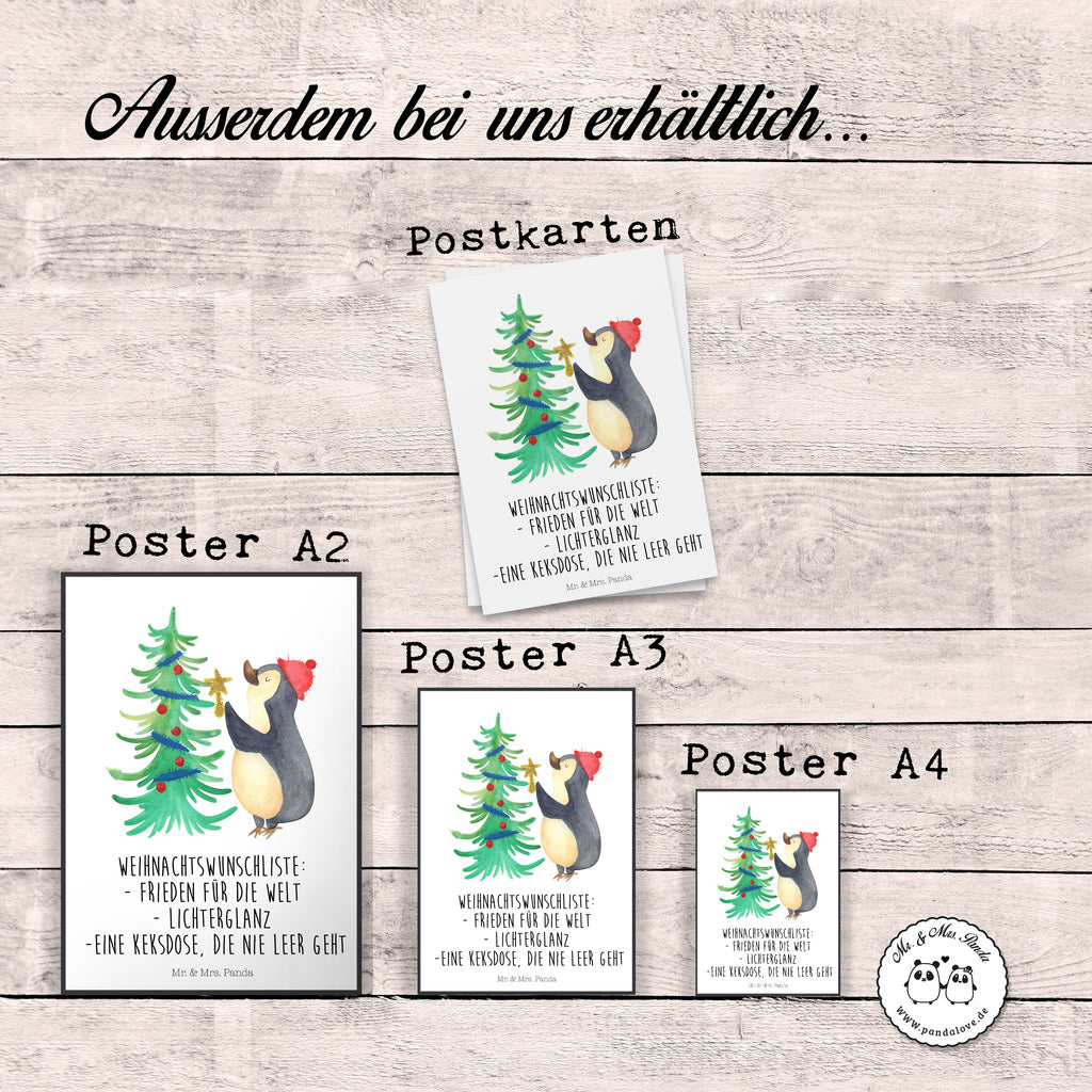 Poster Pinguin Weihnachtsbaum Poster, Wandposter, Bild, Wanddeko, Küchenposter, Kinderposter, Wanddeko Bild, Raumdekoration, Wanddekoration, Handgemaltes Poster, Mr. & Mrs. Panda Poster, Designposter, Kunstdruck, Posterdruck, Winter, Weihnachten, Weihnachtsdeko, Nikolaus, Advent, Heiligabend, Wintermotiv, Pinguin