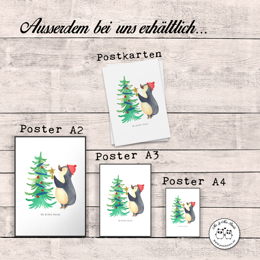 Poster Pinguin Weihnachtsbaum Poster, Wandposter, Bild, Wanddeko, Küchenposter, Kinderposter, Wanddeko Bild, Raumdekoration, Wanddekoration, Handgemaltes Poster, Mr. & Mrs. Panda Poster, Designposter, Kunstdruck, Posterdruck, Winter, Weihnachten, Weihnachtsdeko, Nikolaus, Advent, Heiligabend, Wintermotiv, Pinguin