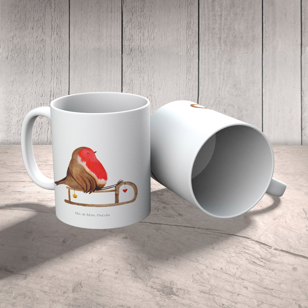 Kindertasse Rotkehlchen Schlitten Kunststoff Tasse, Kindergarten, Tasse, Trinkbecher, Camping Becher, Kaffeetasse, Kunststoffbecher, Kindergartenbecher, Outdoorgeschirr, Kunststoffgeschirr, Reisebecher, Reisetasse, Kinderbecher, Winter, Weihnachten, Weihnachtsdeko, Nikolaus, Advent, Heiligabend, Wintermotiv, Schlitten, Vogel