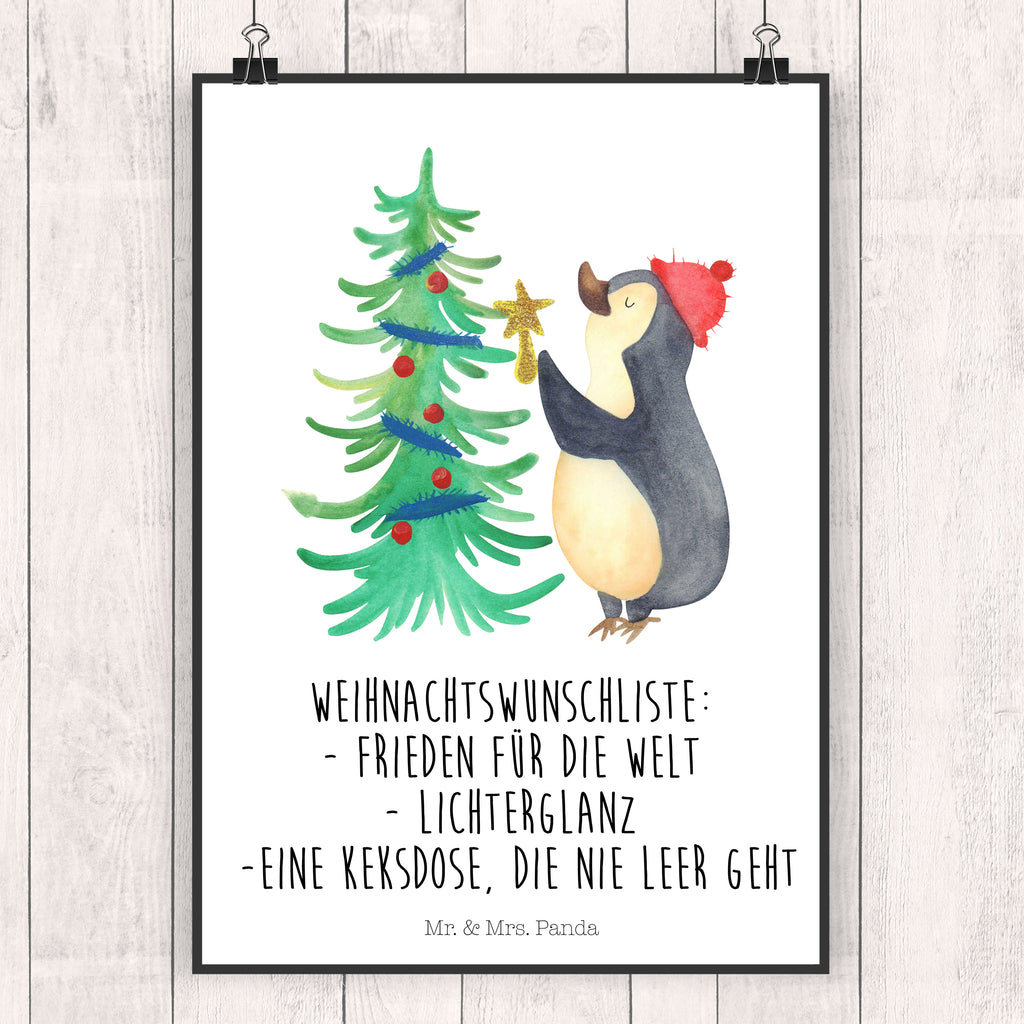Poster Pinguin Weihnachtsbaum Poster, Wandposter, Bild, Wanddeko, Küchenposter, Kinderposter, Wanddeko Bild, Raumdekoration, Wanddekoration, Handgemaltes Poster, Mr. & Mrs. Panda Poster, Designposter, Kunstdruck, Posterdruck, Winter, Weihnachten, Weihnachtsdeko, Nikolaus, Advent, Heiligabend, Wintermotiv, Pinguin