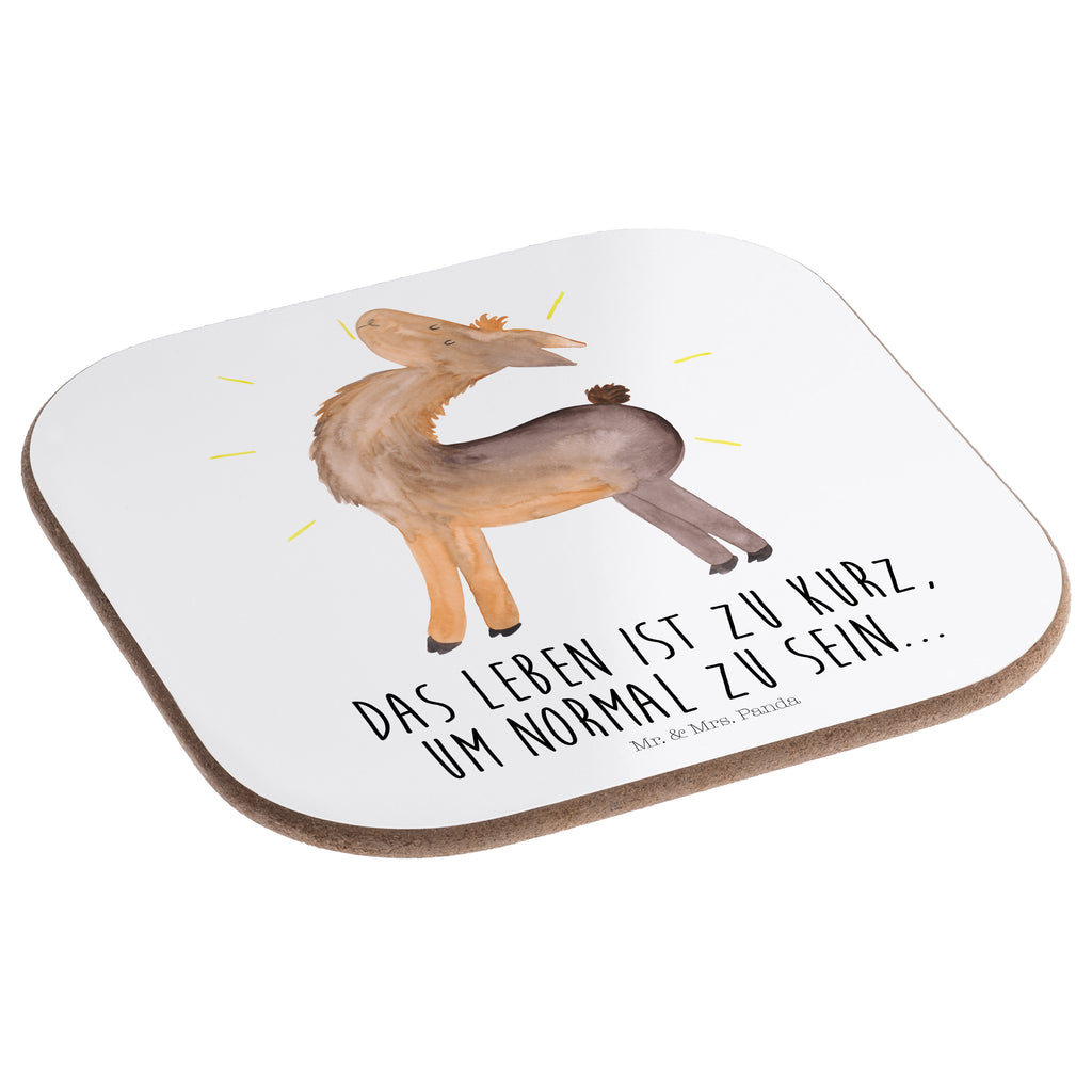 Quadratische Untersetzer Lama stolz Bierdeckel, Glasuntersetzer, Untersetzer Gläser, Getränkeuntersetzer, Lama, Alpaka, Lamas, Außenseiter, Anders, Neustart, stolz, Hippie, Freundin, Freundinnen, beste Freundin, Kumpel, Familie, Family