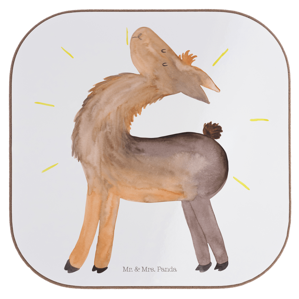 Quadratische Untersetzer Lama stolz Bierdeckel, Glasuntersetzer, Untersetzer Gläser, Getränkeuntersetzer, Lama, Alpaka, Lamas, Außenseiter, Anders, Neustart, stolz, Hippie, Freundin, Freundinnen, beste Freundin, Kumpel, Familie, Family