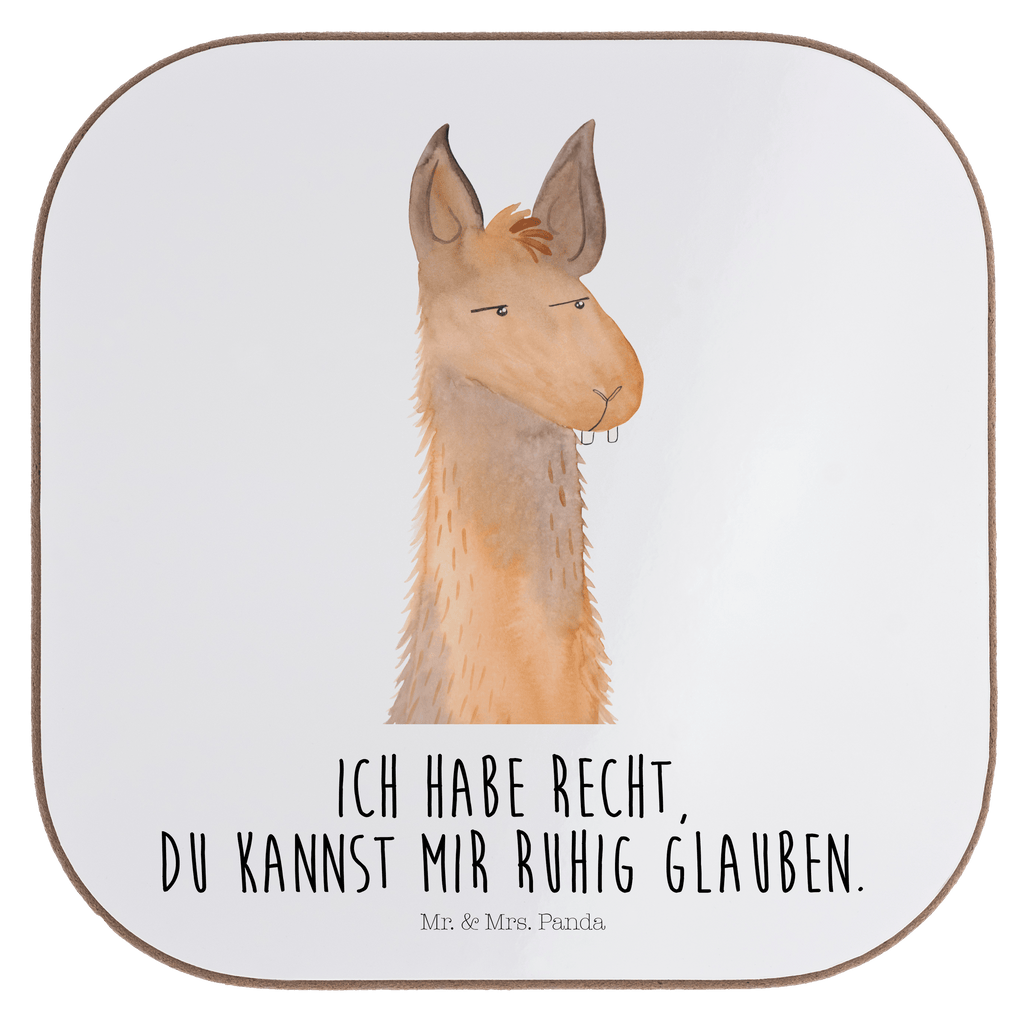 Quadratische Untersetzer Lamakopf genervt Bierdeckel, Glasuntersetzer, Untersetzer Gläser, Getränkeuntersetzer, Lama, Alpaka, Lamas, Recht haben, genervt sein, Freundin, beste Freundin, Partnerin, Büro, Büroalltag, Chef, Chefin, Azubi