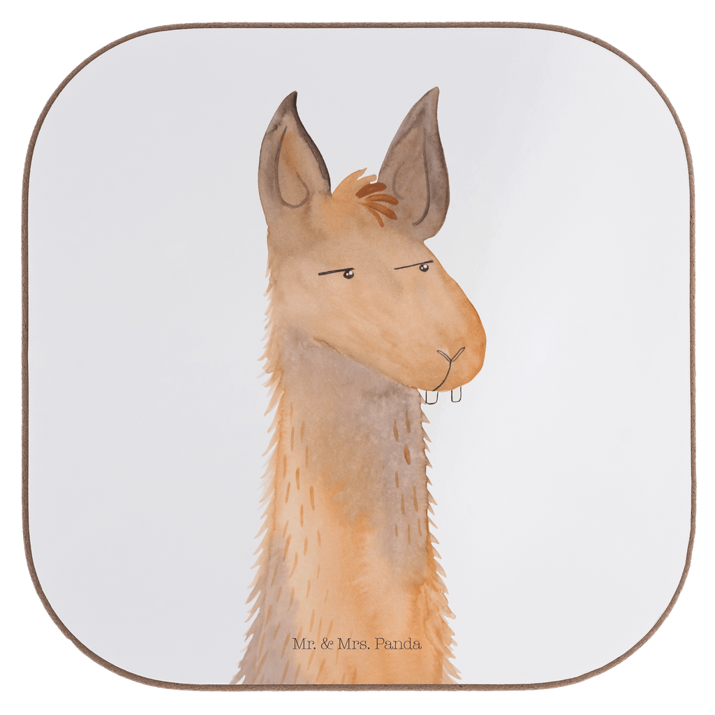 Quadratische Untersetzer Lamakopf genervt Bierdeckel, Glasuntersetzer, Untersetzer Gläser, Getränkeuntersetzer, Lama, Alpaka, Lamas, Recht haben, genervt sein, Freundin, beste Freundin, Partnerin, Büro, Büroalltag, Chef, Chefin, Azubi