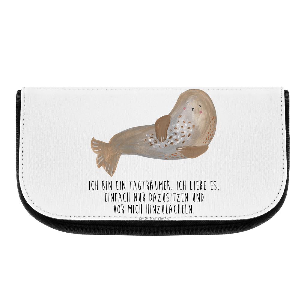 Kosmetiktasche Robbe lachend Kosmetikbeutel, Kulturtasche, Kulturbeutel, Schminktasche, Make-Up Tasche, Tiermotive, Gute Laune, lustige Sprüche, Tiere, Robbe, Robben, Seehund, Strand, Meerestier, Ostsee, Nordsee