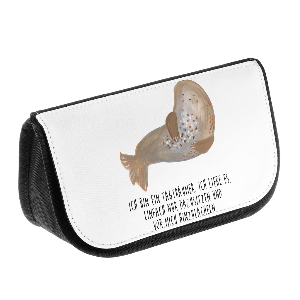 Kosmetiktasche Robbe lachend Kosmetikbeutel, Kulturtasche, Kulturbeutel, Schminktasche, Make-Up Tasche, Tiermotive, Gute Laune, lustige Sprüche, Tiere, Robbe, Robben, Seehund, Strand, Meerestier, Ostsee, Nordsee