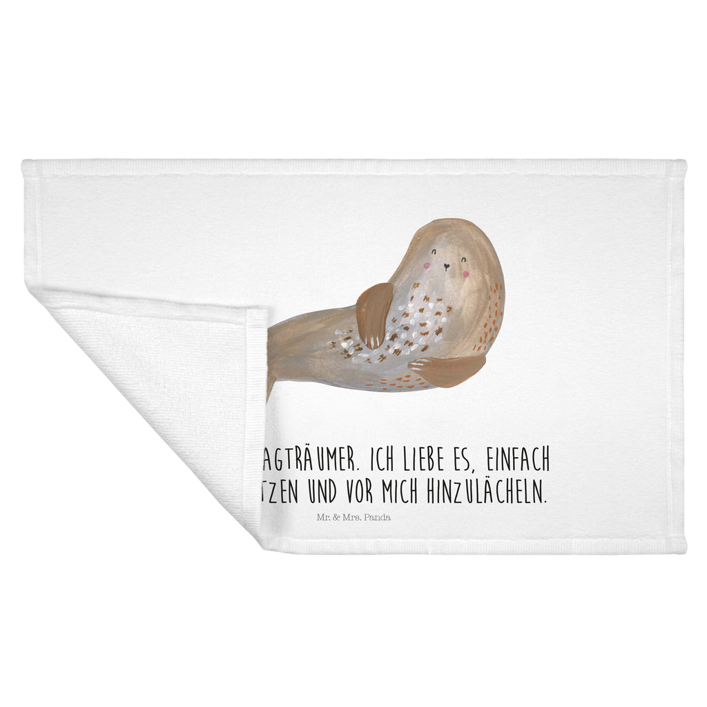 Gäste Handtuch Robbe lachend Gästetuch, Reisehandtuch, Sport Handtuch, Frottier, Kinder Handtuch, Tiermotive, Gute Laune, lustige Sprüche, Tiere, Robbe, Robben, Seehund, Strand, Meerestier, Ostsee, Nordsee